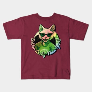 Better Lucky Than Good: Poker Cat V Kids T-Shirt